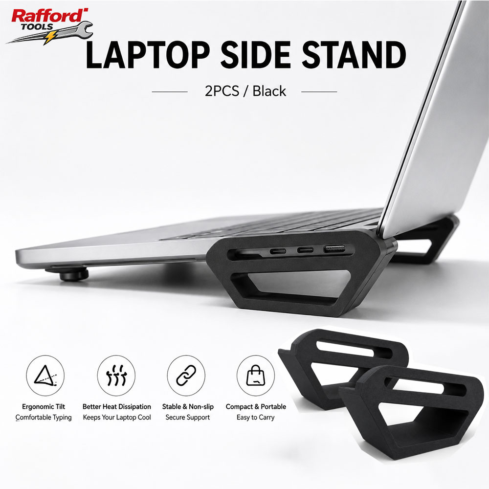 Tablet Lap Desk - Rafford ラップトップサイドスタンド、ポータブル人間工学に基づいたノートブックライザー、デスク用滑り止め、MacBook およびラップトップ用の冷却空気流サポート