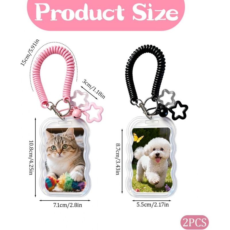 2個セット 可愛いフォトカードホルダーキーホルダー KPOP - Tablet Cute Accessories のレビューと価格