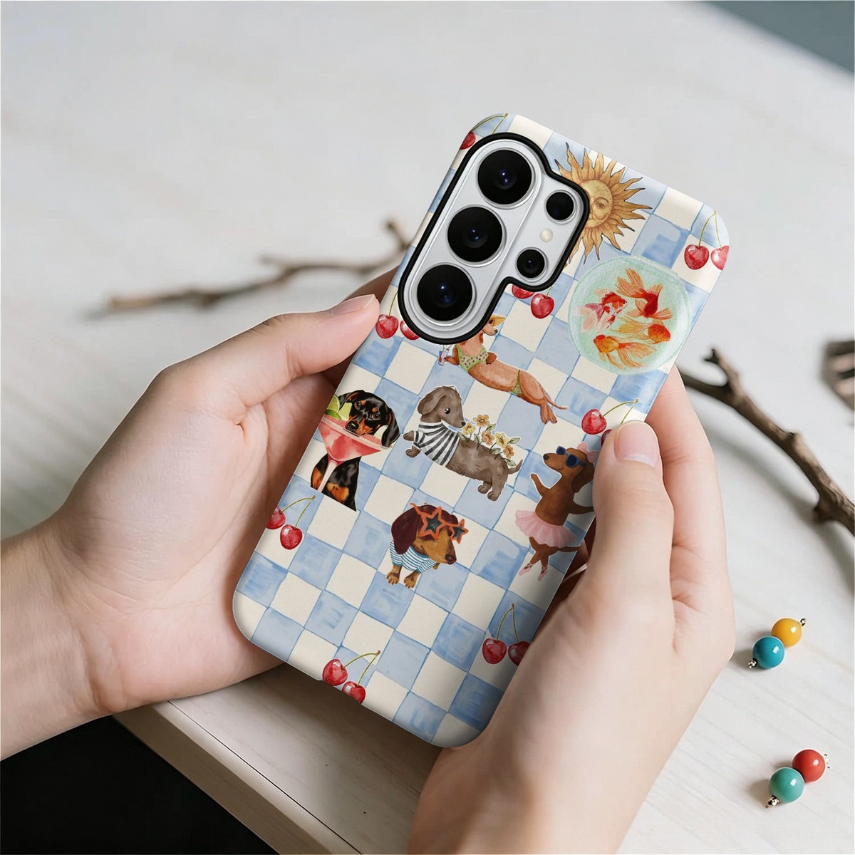 「Funny Dogs」の夏用2層構造のスマートフォンケース - Samsung Galaxy S24 のレビューと価格