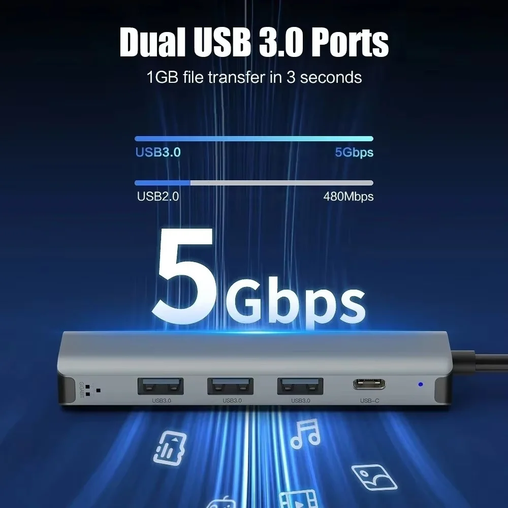 マルチポートUSB-Cハブ、5 in 2 USB 3.0 T - Usb Hub Type C のレビューと価格